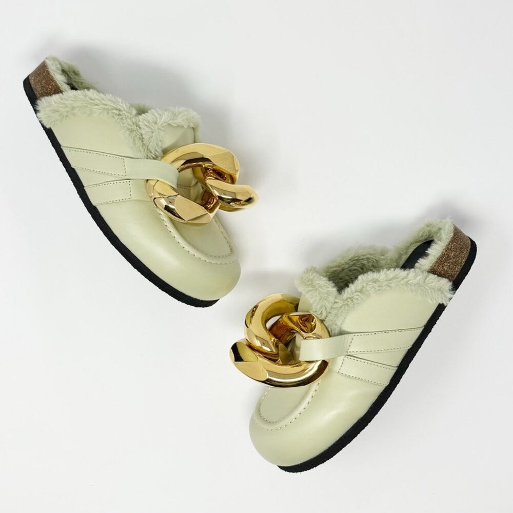 NEW JW Anderson Fuzzy Mule Clog Slip On Flat Light Mint Green EU 36 - Picture 2 of 12